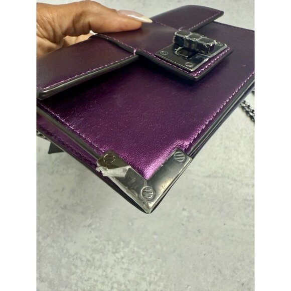 NWT The Kooples Small Emily Purple Leather Clutch Wallet with Chain Strap - Picture 10 of 12